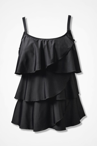 Solid Ruffled Tankini Top